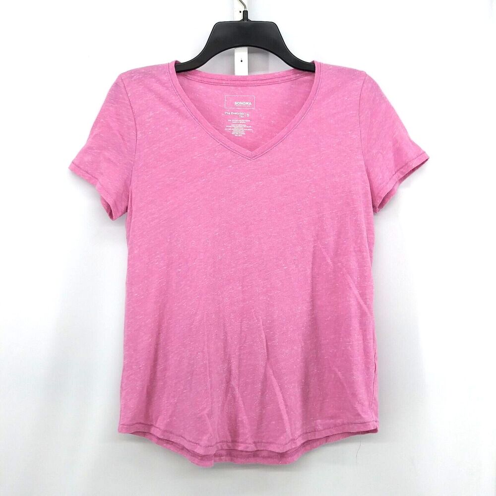 Sonoma Shirt Womens Size S Pink Short Sleeve V-Neck Pullover Top